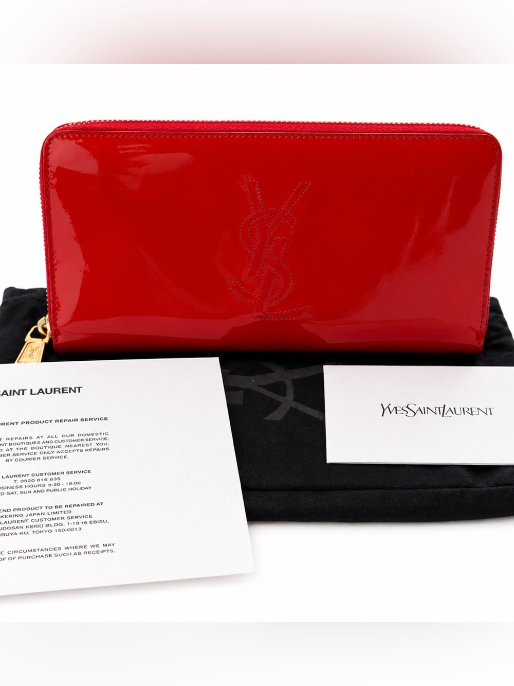 Yves Saint Laurent Patent Leather Zip Wallet